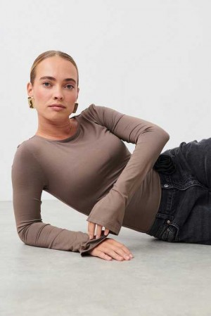 Women Gina Tricot Soft Touch Sweaters Beige | 93QZWSCFA