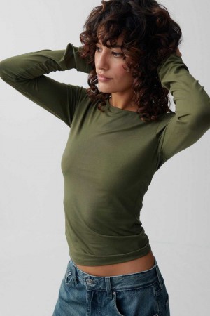 Women Gina Tricot Soft Touch Sweaters Green | 75YHPQXCU