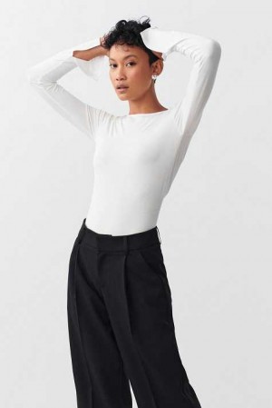 Women Gina Tricot Soft Touch Sweaters White | 46TMNHYBD