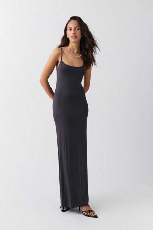 Women Gina Tricot Soft Touch Tall Maxi Slip Dress Beige | 30IKAYQWZ