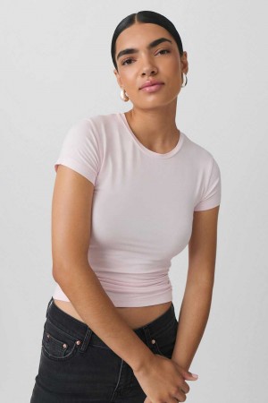 Women Gina Tricot Soft Touch Top Pink | 60DZPSFAI