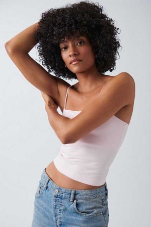 Women Gina Tricot Spaghetti Strap Tank Top Pink | 82FDECIXL