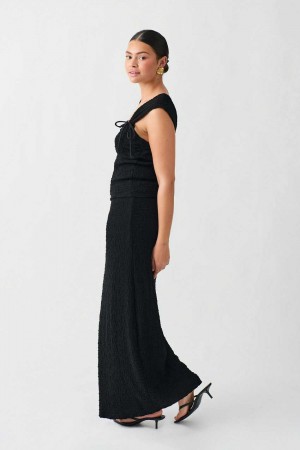 Women Gina Tricot Structure Maxi Skirts Black | 48DPJLAMC