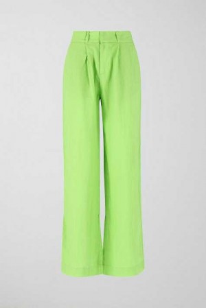 Women Gina Tricot Tall Linen Trousers Green | 16ACOTFLQ
