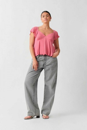 Women Gina Tricot Tie Back Top Pink | 80ESZYGHI
