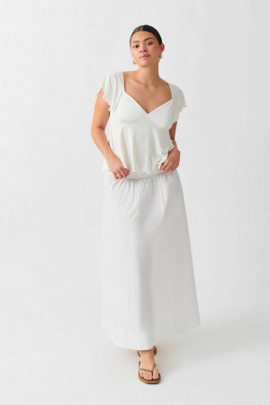 Women Gina Tricot Tie Back Top White | 19DBWUAYM