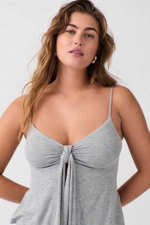 Women Gina Tricot Tie Tank Top Grey | 36DOUFPAH