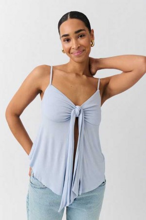 Women Gina Tricot Tie Tank Top Grey | 48GIDOXRW