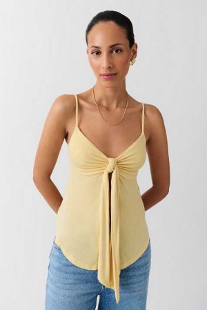 Women Gina Tricot Tie Tank Top Yellow | 16RAMSQUI