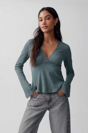 Women Gina Tricot Tie Top Green | 80QHNTXMK