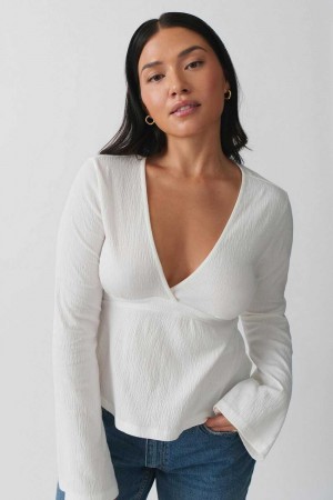 Women Gina Tricot Tie Top White | 12NBVXTIR
