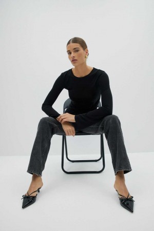 Women Gina Tricot Twist Top Black | 92RFDIYVZ