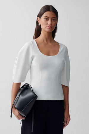Women Gina Tricot Waisted Top White | 06JTSIRMP