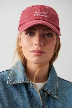 Women Gina Tricot Washed Cotton Cap Red | 70FTWZUIC