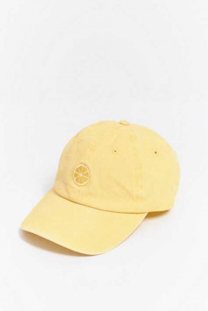 Women Gina Tricot Washed Cotton Cap Yellow | 69MWHJULY