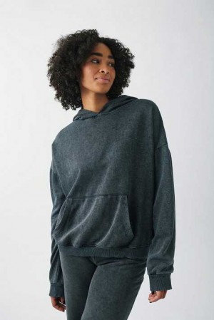 Women Gina Tricot Washed Hoodie Black | 56TYEOGDL