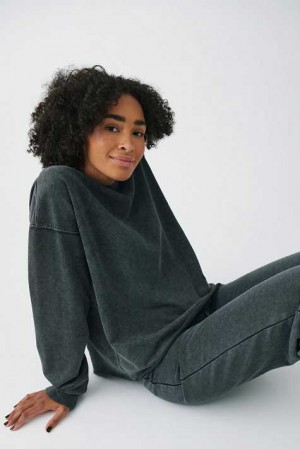 Women Gina Tricot Washed Sweaters Black | 23HIJLSOT