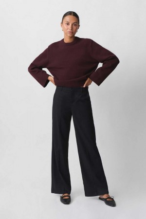 Women Gina Tricot Wide Leg Suit Trousers Black | 48HVBIEAJ