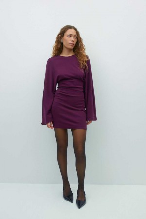 Women Gina Tricot Wide Sleeve Dress Red | 23ZGCXYQB