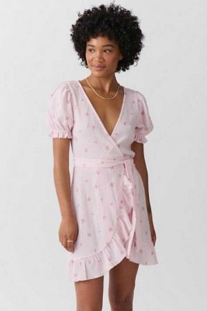 Women Gina Tricot Wrap Dress White | 14ULNCRBH