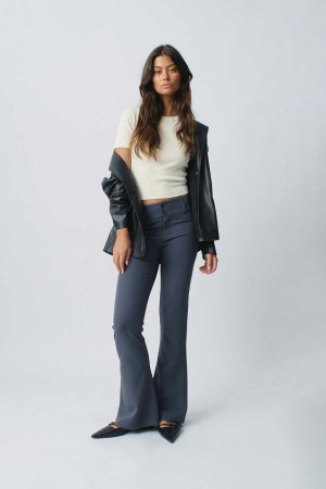 Women Gina Tricot Y2k Bootcut Trousers Grey | 69RCOLGEY