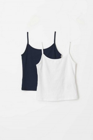 Young Gina Tricot 2 Pack Y Basic Tank Top White | 42DBMZCPS