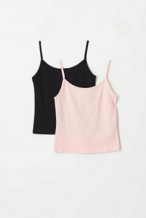 Young Gina Tricot 2 Pack Y Basic Tank Top Black | 76IOCLZUA