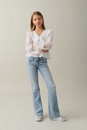 Young Gina Tricot Chunky Low Flared Jeans Blue | 28WYUGINO