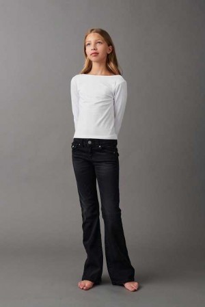Young Gina Tricot Chunky Low Flared Jeans Black | 45LSHXNFG