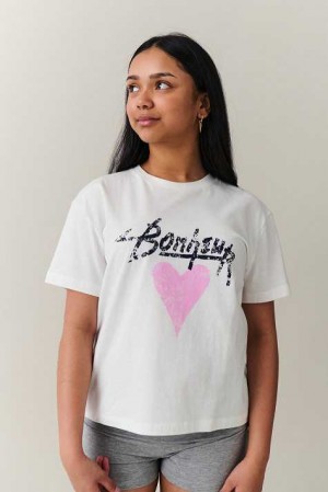 Young Gina Tricot Chunky T Shirts White | 89OARDTKW