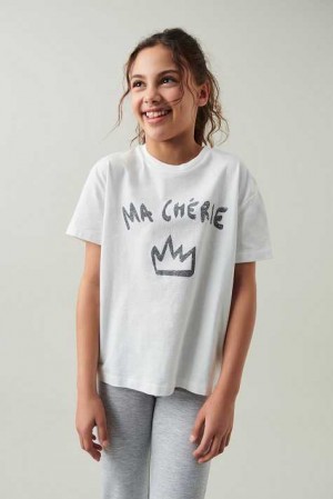 Young Gina Tricot Chunky T Shirts White | 82ZFRJPOU