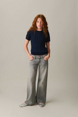 Young Gina Tricot Low Waist Wide Jeans Grey | 90BTGDRCX