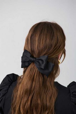 Young Gina Tricot Satin Bow Hair Clips Black | 13KVGQTUD