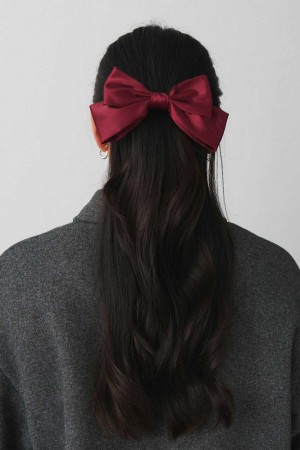 Young Gina Tricot Satin Bow Hair Clips Red | 39ZSMVXLJ