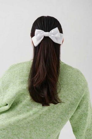 Young Gina Tricot Satin Bow Hair Clips White | 70LNRYXSB