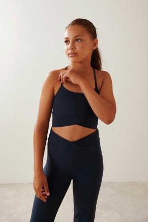 Young Gina Tricot Sporty Yoga Top Blue | 16REBFTKN