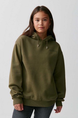 Young Gina Tricot Y Basic Hoodie Green | 93AQDRJWH