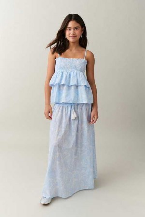 Young Gina Tricot Y Boho Maxi Skirts Blue | 13BEHJRIV