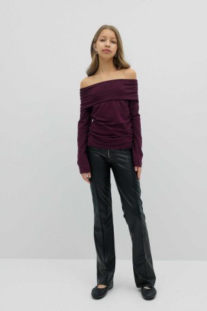 Young Gina Tricot Y Bootcut Pu Trousers Black | 85LIHFDGM