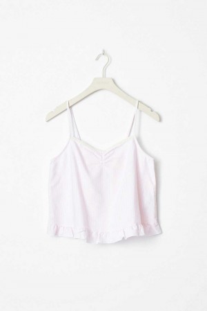 Young Gina Tricot Y Cotton Tank Top Pink | 73JLWXODM