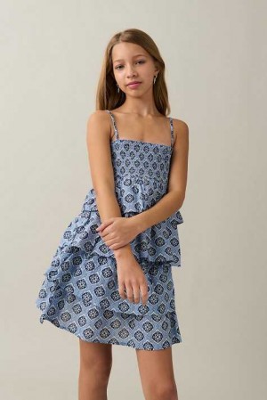 Young Gina Tricot Y Cute Frill Skirts Blue | 21QYISZEM