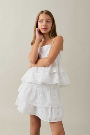 Young Gina Tricot Y Cute Frill Skirts White | 47MHBOZGT