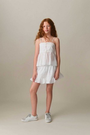 Young Gina Tricot Y Embroidery Mini Skirts White | 15UKDQSTB