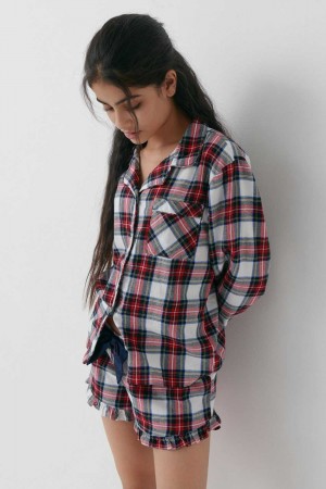 Young Gina Tricot Y Flannel Shorts Red | 25YQJXBRS