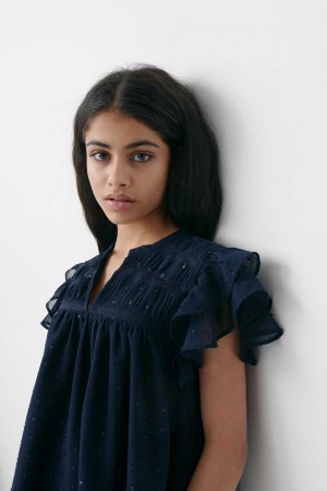 Young Gina Tricot Y Frill Top Blue | 96XNATYJK