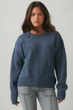 Young Gina Tricot Y Knitted Sweaters Blue | 24XDIVMKY