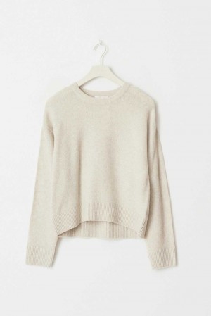 Young Gina Tricot Y Knitted Sweaters White | 98AULCOTD