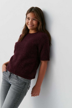 Young Gina Tricot Y Knitted T Shirts Red | 65SDLCXQP