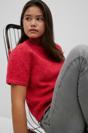 Young Gina Tricot Y Knitted T Shirts Red | 93BUFTKPJ