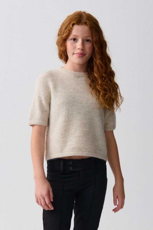 Young Gina Tricot Y Knitted T Shirts White | 63KQFTBDM